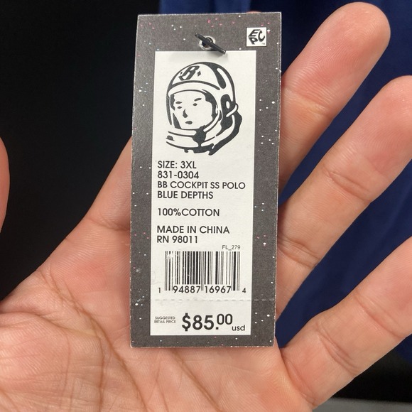 Billionaire Boys Club Helmet Logo Collared Polo Shirt Navy NWT Size 3XL - Picture 5 of 8